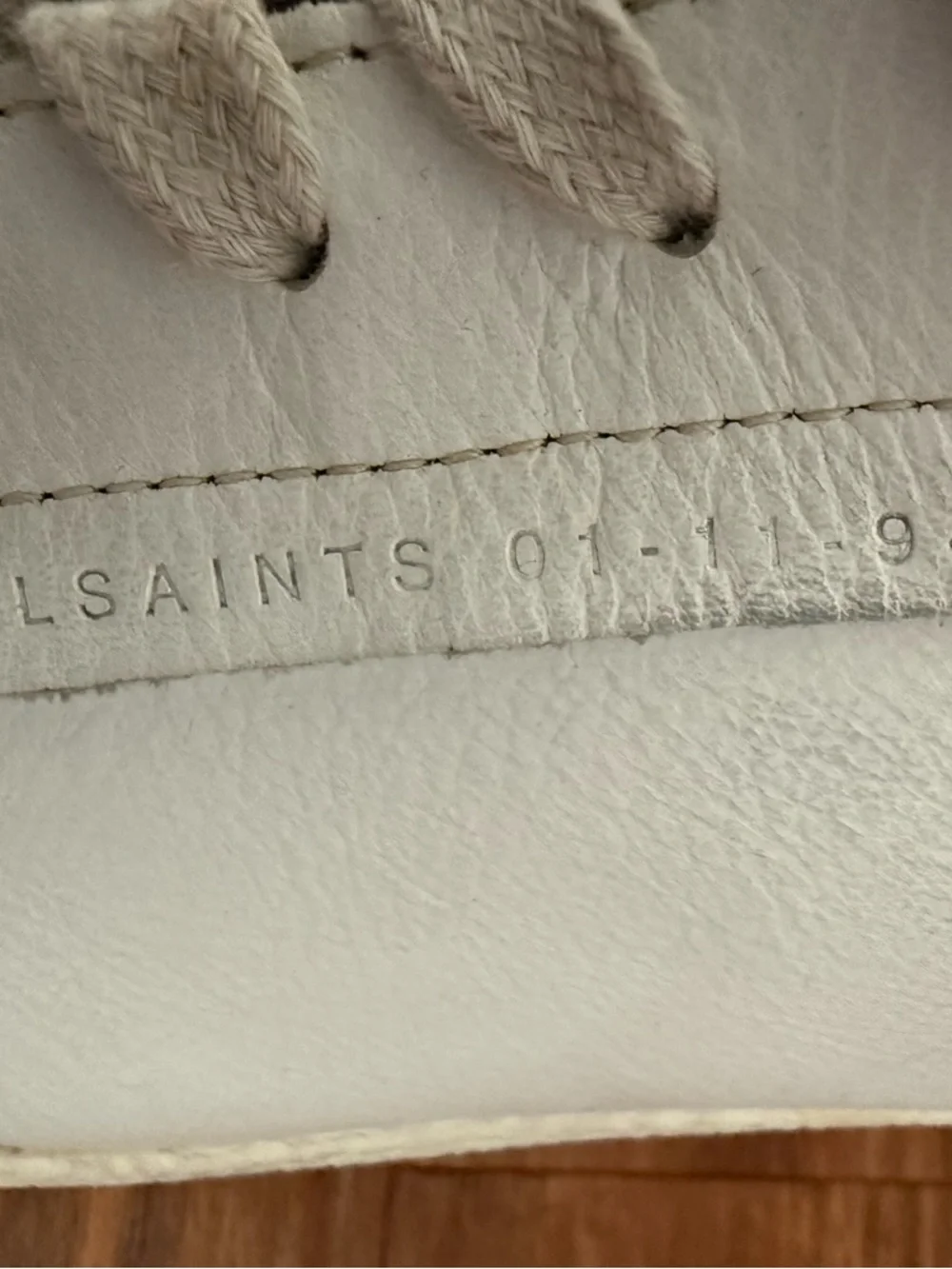 All Saints White Leather Sneakers with Beige Suede Toe - Picture 5 of 6